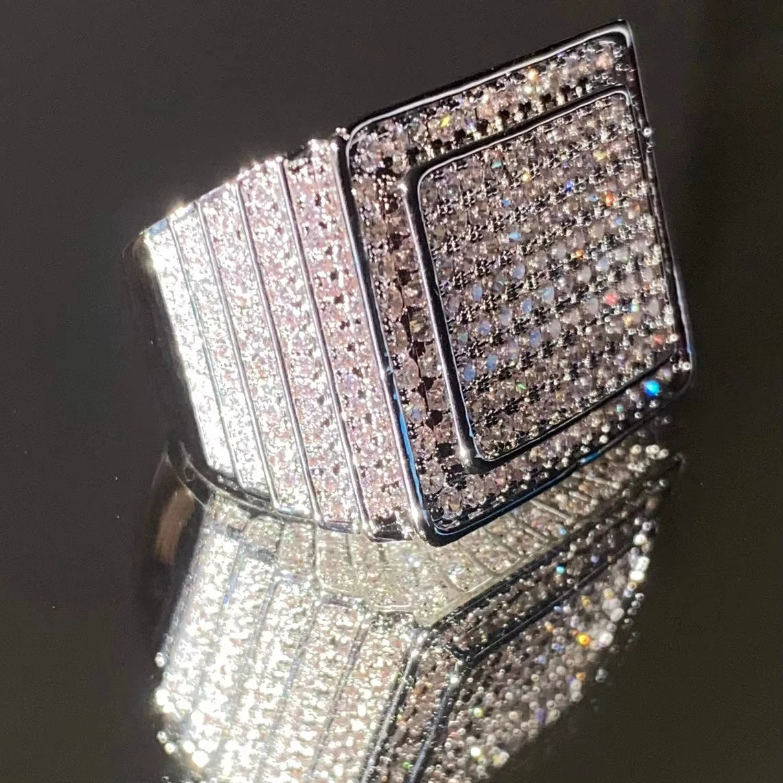 Big Man Hip Hop Style Chunky Fashion 14k  Moissanite Diamond Ring Arabic Gold Wedding Rings