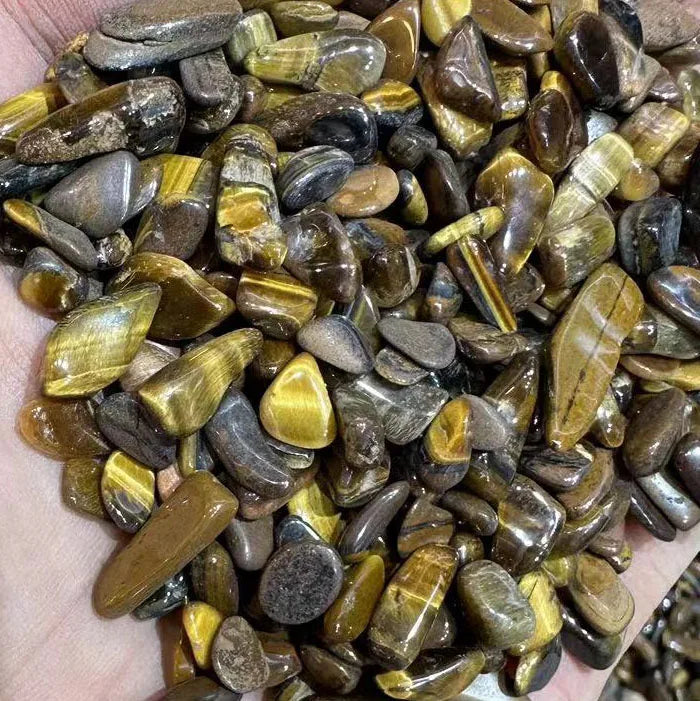 Wholesale Bulk Tiger Eye Quartz Tumbled Gravel Natural Stone Crystals Chips 5-8mm Polished DIY FengShui Reiki Crystal Crafts