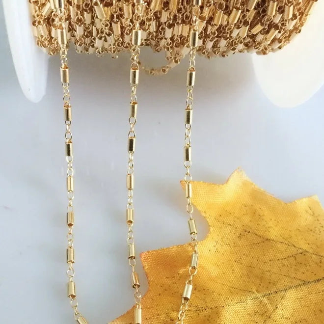 Wholesale 14K Gold Filled Tube Chain Premium Fashion Bamboo Chain for Jewelry Making Components