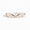 925 Sterling Silver Fashion Minimalist Dainty Wave Pattern Women Bridal Zircon Jewelry Ring