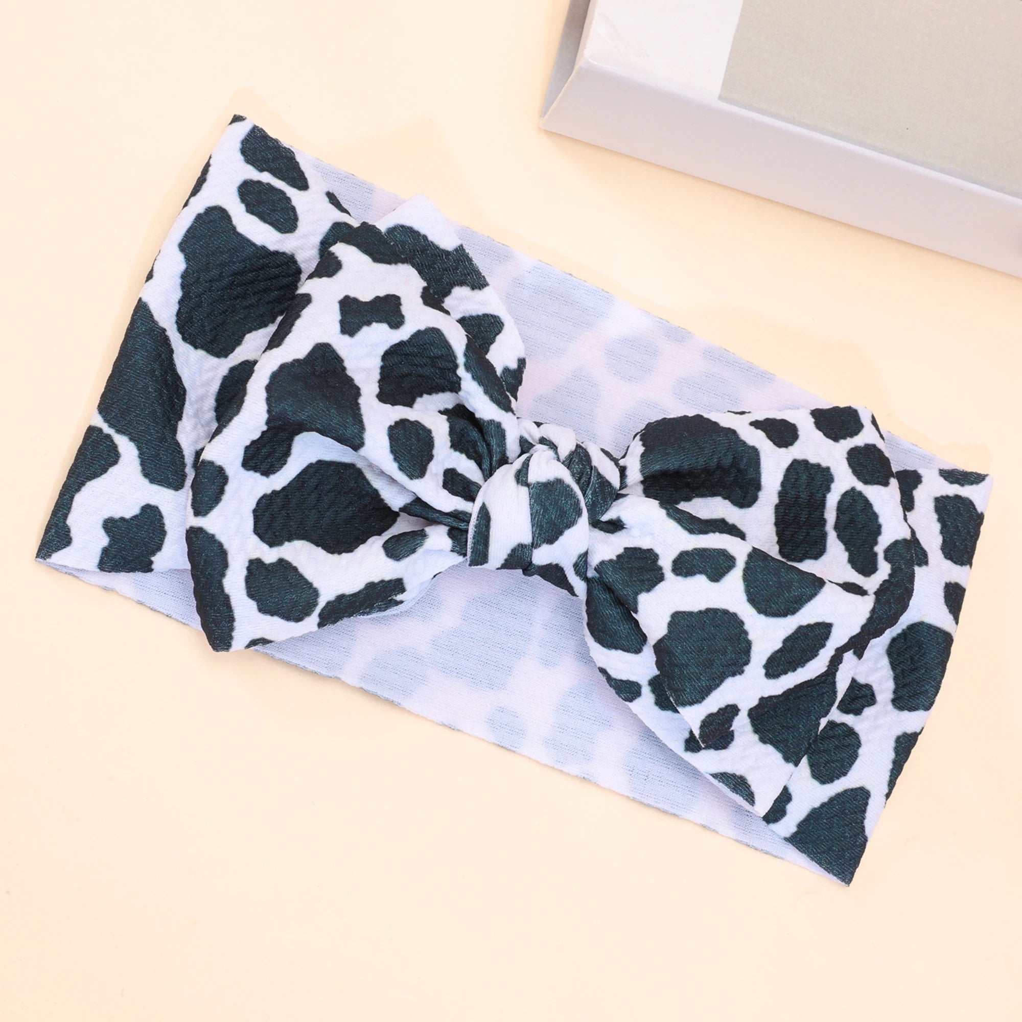 CN Liverpool Bullet Nylon Cow Hair Bow Girls Headband Wide-Brimmed Printed Soft Newborn Fashion Comfortable 7.6Inch