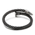 KALEN Wholesale Punk Black Cuff Wire Bracelets Men Stainless Steel Bangle Jewelry