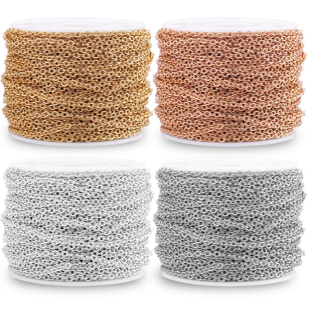 10yard/roll Stainless Steel Cable Rose Gold Chain Silver Chains Necklace for Diy Jewelry Making Supplies Bulk Items