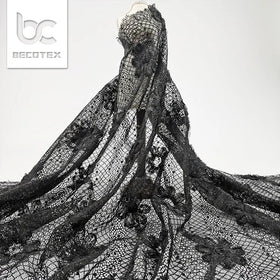2026 New Fashion 3d Floral Embroidery Lace Fabric Tulle Mesh Dress Fabric