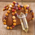 Fashion Yoga Classic Strand Necklace Healing Mookaite Mala Beads Natural Citrine Crystal Point Prayer Unisex Gift
