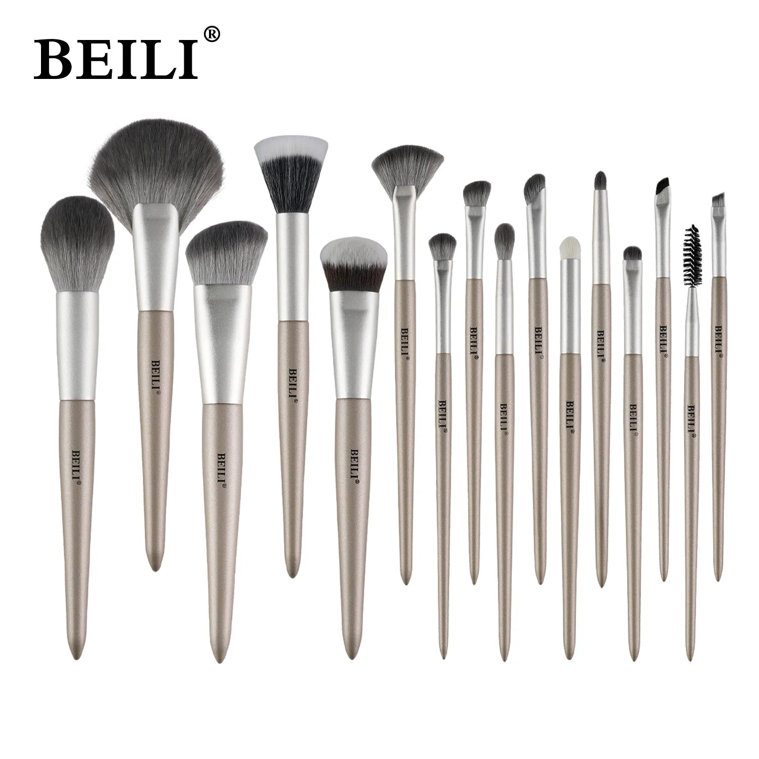 Custom Logo Champagne Gold Makeup Brush Set Manufacturer Vegan Luxury Hight Quality Synthetic Hair Wood Handle Makeup Brushes