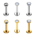 10pcs 20/18/16g G23 Titanium Piercing CZ Lip Labre Earrings Set Lip Stud Ring Tragus Free Spiral Cartilage Jewelry for Women