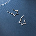 925 Sterling Silver Small Star Shape Hoops Piercing Earrings Unique Earings Fashion Jewelry for Women