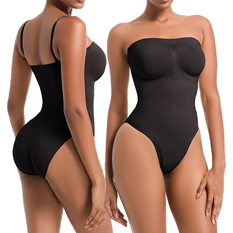 Seamless Black Tube Top Corset Bodysuit Push up Plus Size Bandeau Body Shaper Sculpt Strapless Shapewear Bodysuit