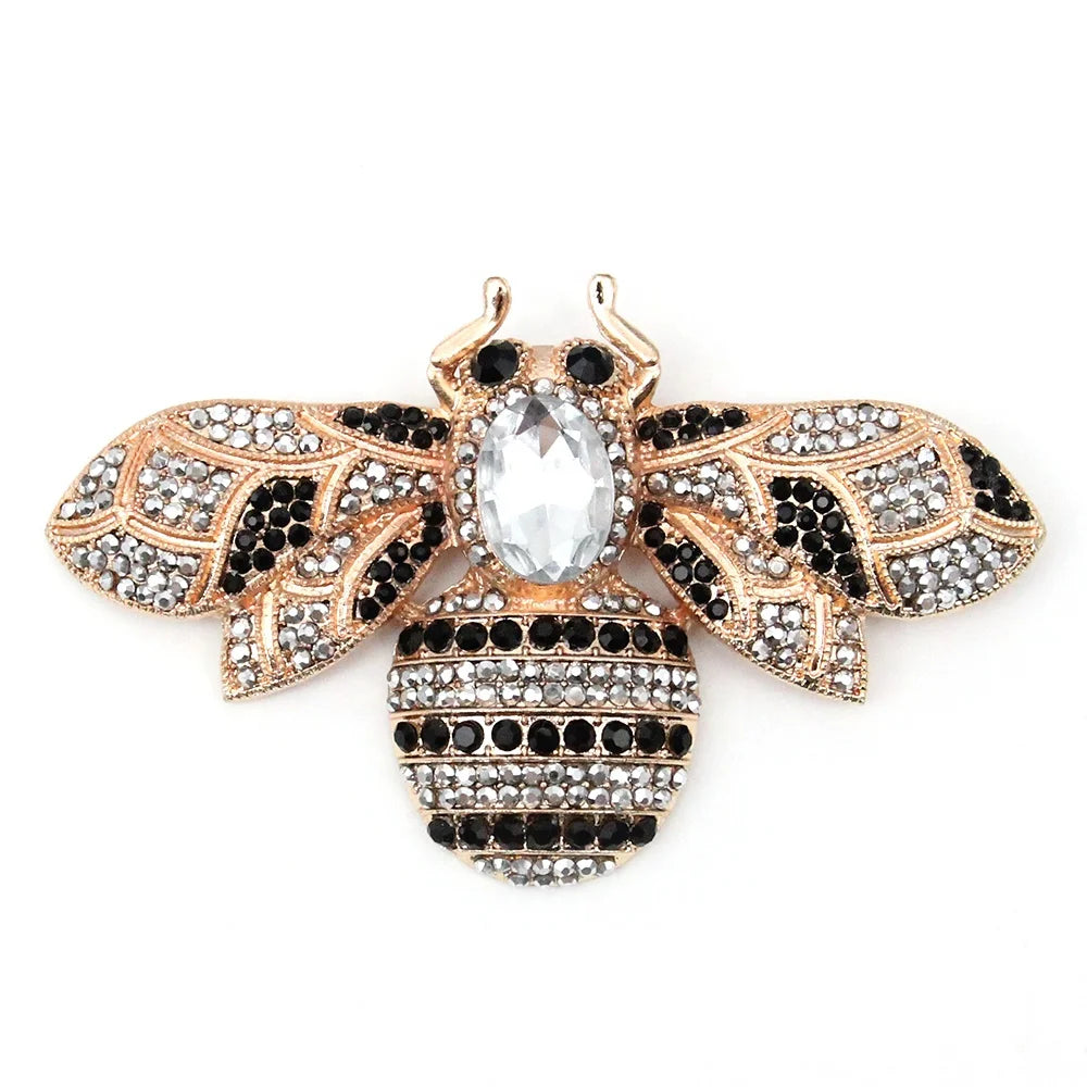 Custom Unique Vintage Rhinestone Bumble Pin Large Size 100mm/3.93inches Bee Insect Brooch Pin For Decoration/Gift