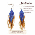 Go2boho Women's Geometric Bohemian Summer Gold-Plated Tassel Earrings Handmade Seed Bead Dangle Jewelry Fashionable Gift for