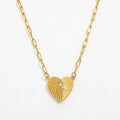 Fenny 18K Gold Plated Fashion Designer Carved Heart Five-pointed Star Zirconia Pendant Stainless Steel Necklace for Women