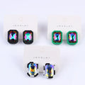 New Acrylic Resin Lucite Capsule Stud Earrings Claw Setting Trendy Korean Simple Fashion Personality Geometric for Women