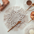 DaiRui Table Decoration Boho Macrame Heat Insulation Cotton Rope Round Placemat for Dining Table