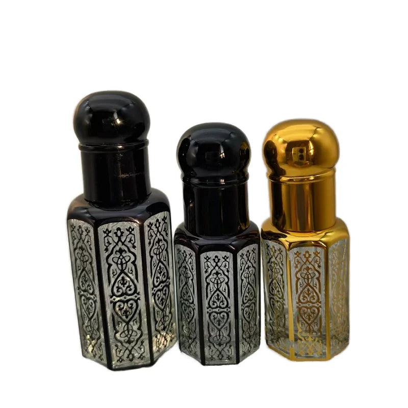 Glass Roll on Bottle 3ML 6ML 12ML Dome Cap Silver Gold Black Vial Glass Steel Roller Bead Empty Perfume Essential Oil Bottles