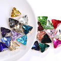 HFOUR 18MM Golden Triangle Shape Glass Flatback Rhinestones for Dress Sew-on Technique with Elegant Setting
