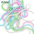 JUNAO SS6 SS8 SS12 SS16 Sewing on Crystal Trim 10 Yards Rhinestone Cup Chain Opal White Pink Color Glass Rhinestone Chain