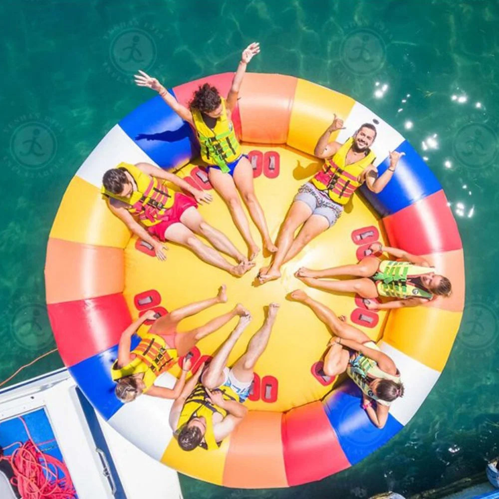 6 Person 10FT Sea Water Toys Flying Crazy UFO Inflatable Towable Spinning UFO Disco Boat for Outdoor Water Fun