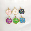 Cheap Price Abalone Shell Charm Pendant Jewelry Custom Gold Plated  Natural Shell Mother of Pearl Cross Pendant for Necklace