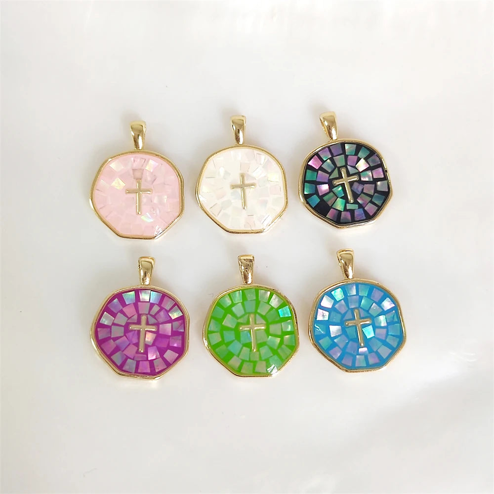 Cheap Price Abalone Shell Charm Pendant Jewelry Custom Gold Plated  Natural Shell Mother of Pearl Cross Pendant for Necklace