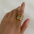 Bohemian Inspired Multicolor Titanium Steel Hollow Spring Design Fashion Ring Set Trendy Layered Gift Jewelry for Women