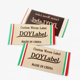 Sew on Custom Private Name Logo High Density End Folded Luxury Jacquard Textile Woven Labels for Bag