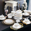 Hot Sale Luxury Golden Design Plate Bowl Bone China Cutlery Party Dinner Set