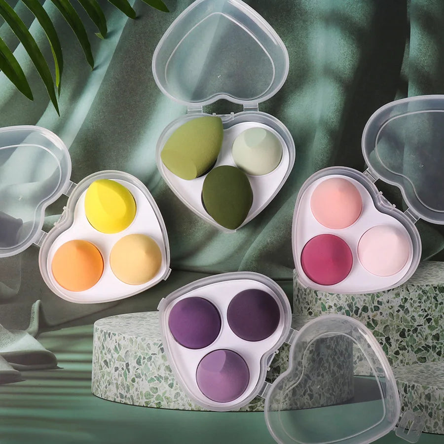 Wholesale Custom Silicone Makeup Sponge Set Beauty Egg Set Powder Puff Color Heart Bear Makeup Sponges with Box Bulk Beauty Tool