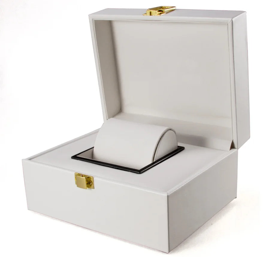 Stock JLY Luxury Brand Multifunction Single Metal Lock White Linen Inner Rectangle 19x10x15CM Watch Case Gift Box