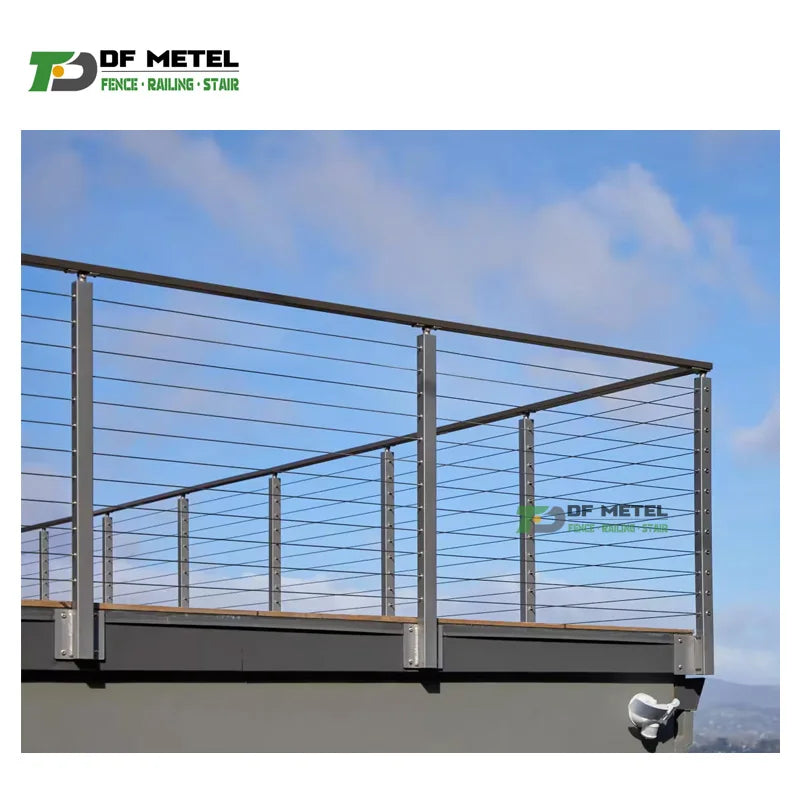 DF 304 Round Stainless Steel 304 Staircase  System Mount Balcony Cable Railing Cover Post Wire  Stairs Balustrade  Screws