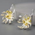 Top Elegant Chrysanthemum Flower Dangle Long Drop Hanging Earrings 925 Sterling Silver 18k Gold Plated Fine Jewelry for Women