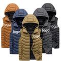 New Arrival Custom Logo Men's Winter Puffer Jacket Vest Wholesale Sleeveless Hooded Formal Style