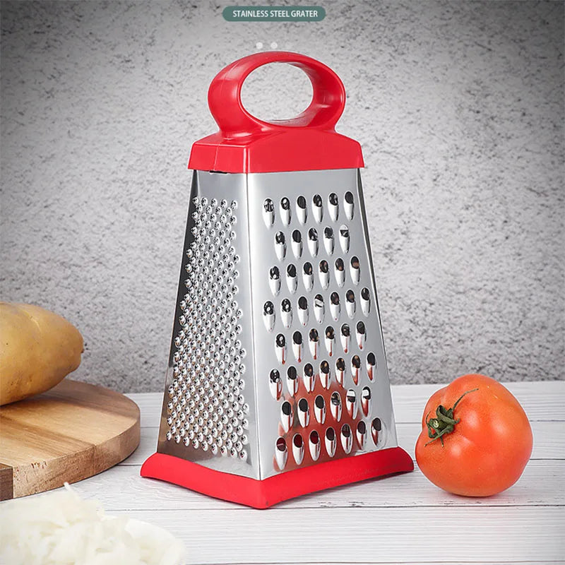 Multi Functional Stainless Steel Kitchen Tool 4-Sided Cheese & Ginger Slicer Grater with Bowl Manual Operation Metal Material