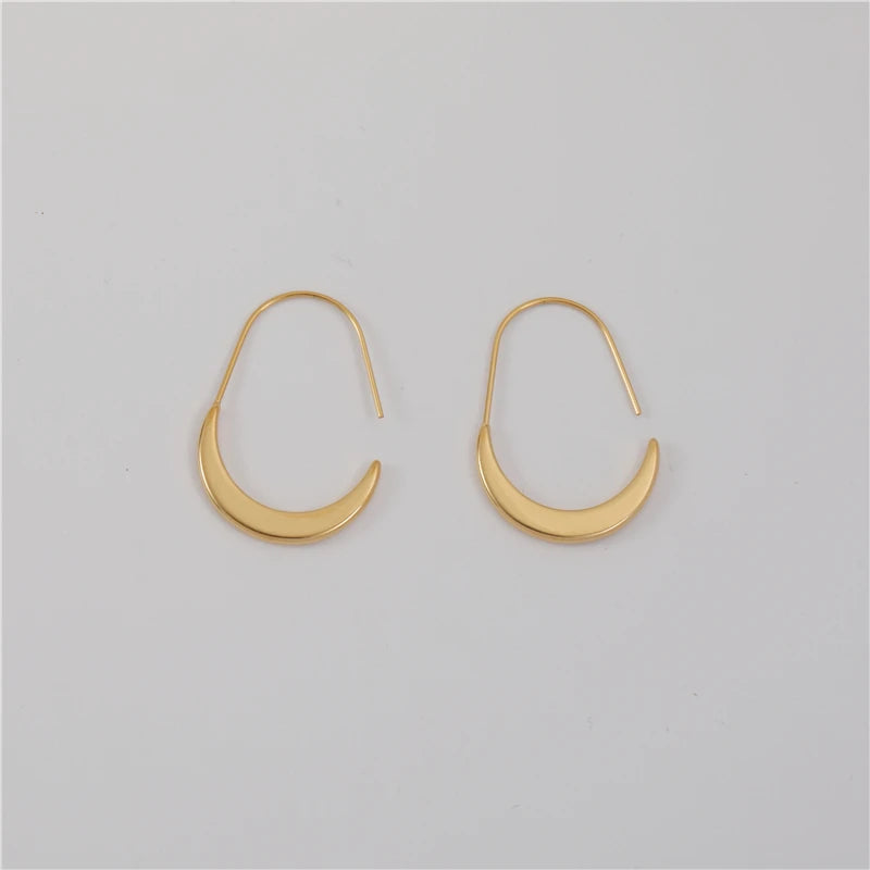 Joolim PVD Plated Gold Color Hoop Earring Crescent  Stainless Steel Earring High End Costume Jewelry