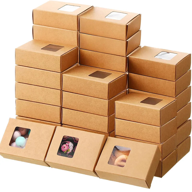 Reusable Kraft Paperboard Window Box Handmade Soap Small Accessories Biscuit Card Folding Paper Packaging Box UV Printed Hot MegaBDM
