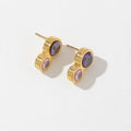 Fashion Huggie Drop Crystal Vintage 18K Real Gold Plated Zirconia Crystal Garnet Women Stud Earrings