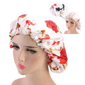 Double Side Printed Elastic Soft Hair Satin Round Beauty Bonnet for Women