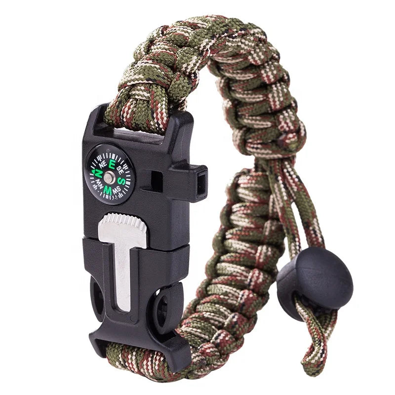 5-in-1 Multisport Outdoor Survival Bracelet Polyester Nylon Waterproof Wilderness Camping Kit Climbing Casual Tour Activities