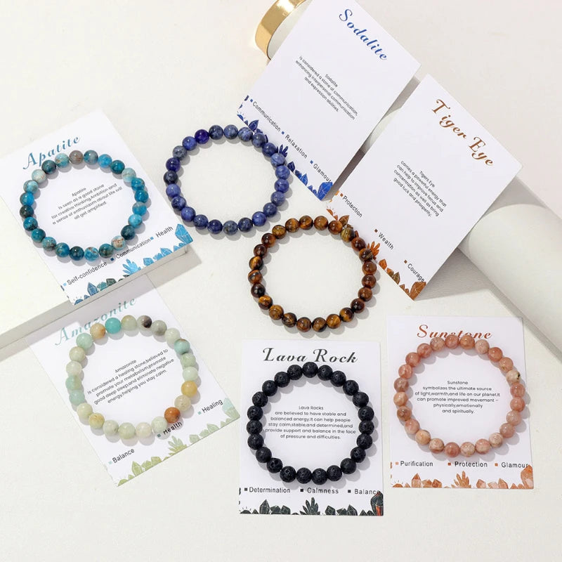 G3954 Wholesale 8mm Stone Gemstone Beaded Bracelet Jewelry Crystal Gifts for Birthday Valentine's Day Crystal Beaded Bracelets