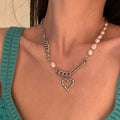 Hot Selling Love You More Heart Pendant Necklace Double Layer Hip Hop Sweater Chain Necklace Female Pendant Long Necklace Chain