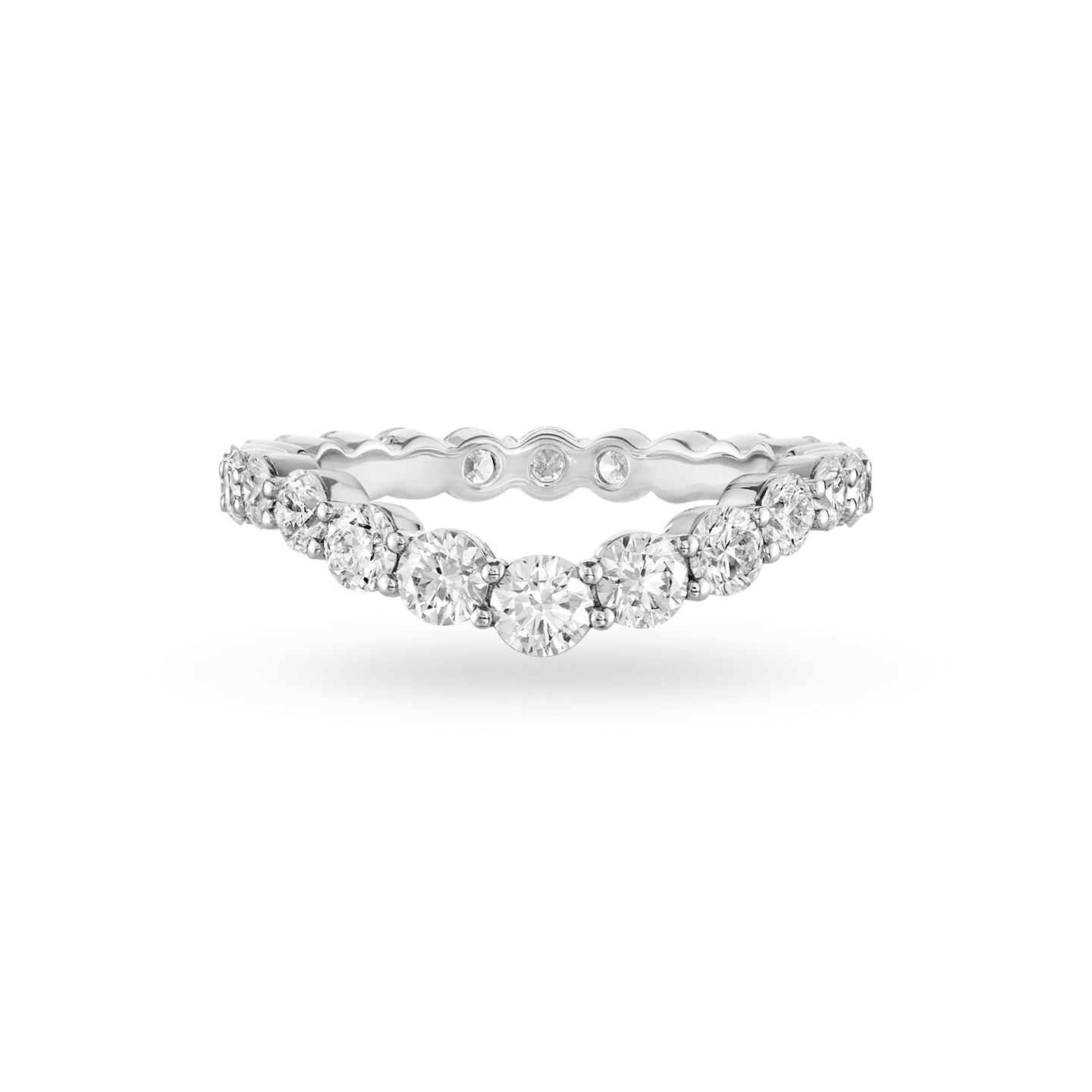 18K Gold Lab Grown Diamond Fashion Ring with V-Shaped Wave Band Full Diamond Round Cut DEF VS Eco-Friendly