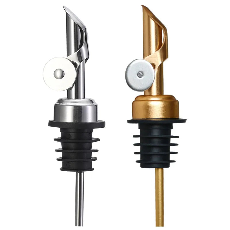 Professional Bar Stainless Steel Cork Spout Pourer Silver Rose Gold Copper Black Olive Oil Vinegar Wine Bottle Liquor Bar Tools
