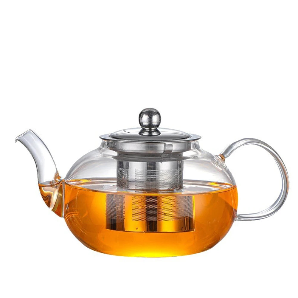 Online Cheap Hot Sale Factory Heat Tempered Blooming Glass Flower Teapot With Tea Infuser Loose Leaf Tea Pots