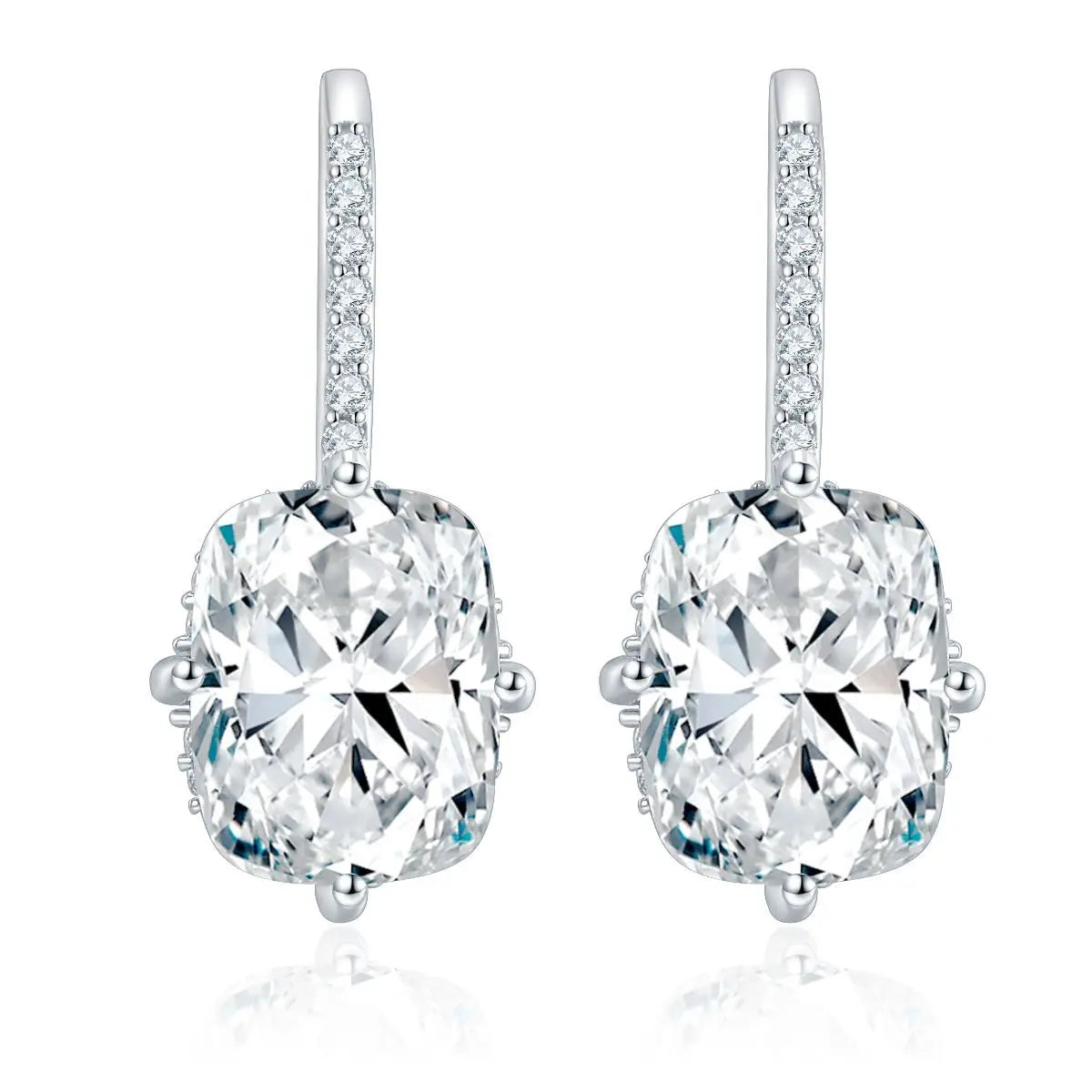 Sterling Silver Moissanite Earrings Cushion Shape Moissanite Hoop Earrings Moissanite Gold Earrings