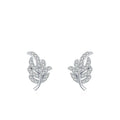 2023 Hot Style Fine Jewelry Feather Earrings 925 Sterling Silver Rhodium Plating Maple Leaf Stud Earrings for Women