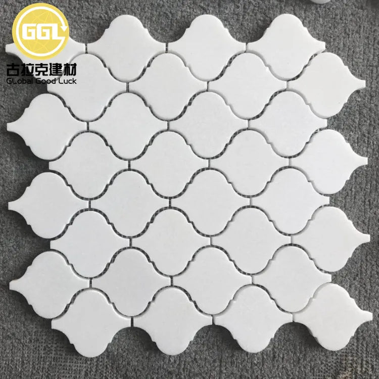 Polished Thassos White Lantern Backsplash Bathroom and Kitchen Tile