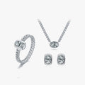 Simple Fashion Pure 925 Sterling Silver Diamond Zircon Earrings Necklace Ring Bridal Jewelry Sets for Women Girls