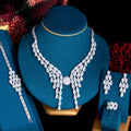 Statement Women Dazzling Cubic Zirconia Big Chandelier Wedding Jewelry Set for Brides Engagement Banquet Party Latest Top Design