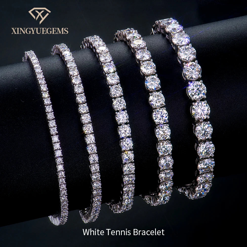 Wholesale Mossanite Moissanite Chain Bracelet Jewelry Manufacturer 2-6mm VVS Tennis Diamond Trendy Unisex Hip Hop Men Gift