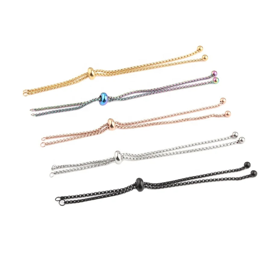 Stainless Steel Adjustable Bracelet Connectors DIY Charms Bracelet Accessories Jewelry Making Findings Supplies